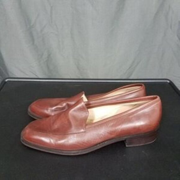 Enzo Angiolini Brown Leather Loafers Slip On Flats Moc Toe Shoes Womens 8W - Picture 2 of 5